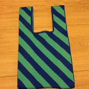 Amina Blu Striped Green and Blue Knit Purse Bag